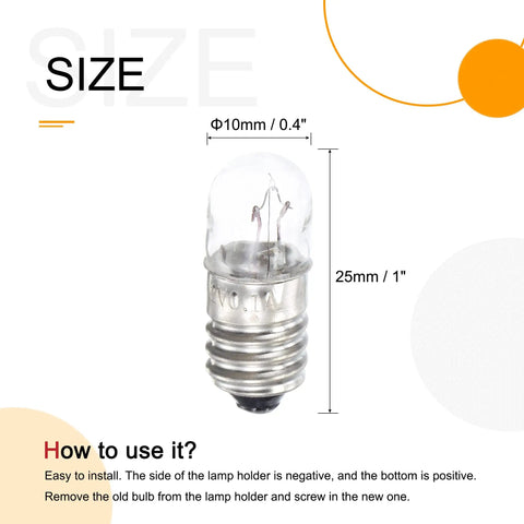 E10 Screw Base Miniature Bulbs For DC 12V Projects Packing Ten Warm Yellow Glow With Tough As Nails Shock Proof Build And A Nifty Keepsake Box For Simple Installations And Cool Tweaks - 10mm bulb