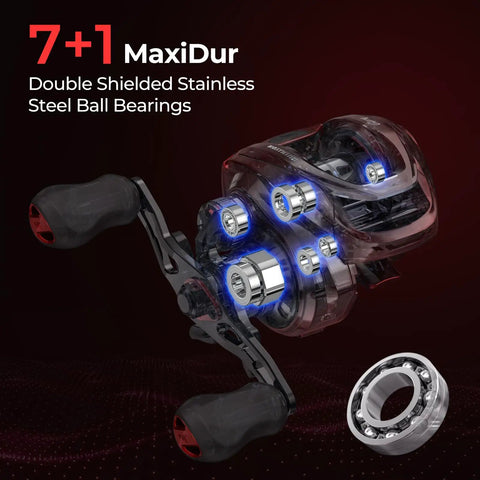 Royale Legend Glory Baitcasting Reel With 8.0 To 1 Gear Ratio Right Handed Game Changing Magnetic Halo XII Braking visible bearings