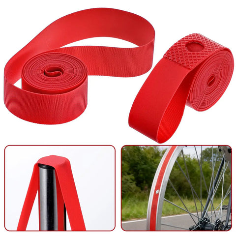Two Pack 26 Inch Red Bicycle Rim Tape And Tire Liners For Road And Mountain Bikes PVC Rim Strip Tape 18mm Wide 0.5mm Thick