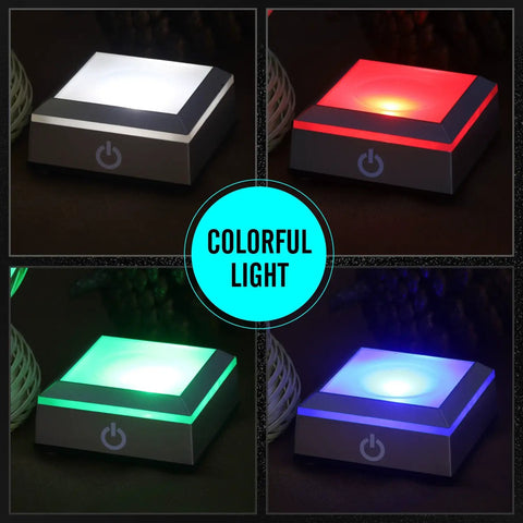 Turn Up Display Vibes With This Rounded Led Base Designed For 3D Laser Crystal Engravings showing colorful lights in different modes.