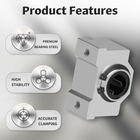 Product features of Two Pack SCV25UU Linear Ball Bearings 25mm ID by 76mm Length Short Box Aluminum Slide Block with Double Seal
