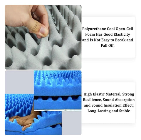 Hella Tough Sound Dampening Foam Panels 3Cm Thick Self Adhesive Acoustic Wall Mats for Home Studio, gray and blue texture