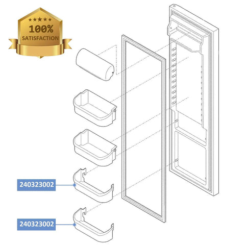Diagram of Refrigerator Door Bin Shelf Replacement For Bottom Two Slots On The Side Door Clear Fits Frigidaire And Electrolux Models