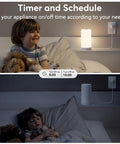 Child using Smart Plug 4 Pack 2.4GHz WiFi Only Remote Control And Timer, lamp on and off with scheduling.