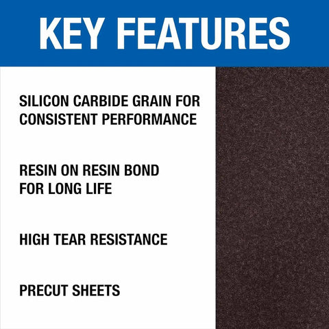 Key features of Silicon Carbide 12x18 Floor Sanding Sheets 60 Grit 20 Pack for Hardwood and Concrete Buffers with tear resistance