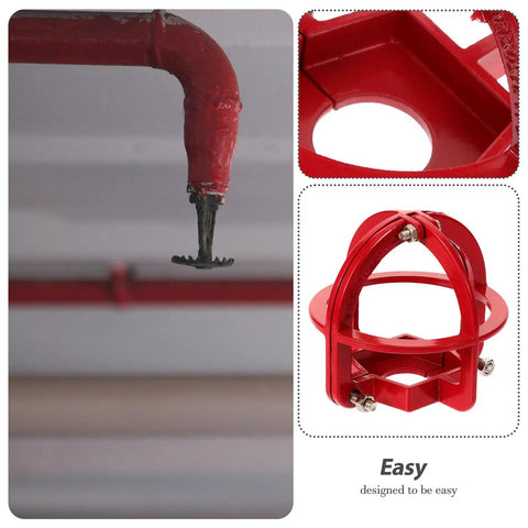 Tough As Nails Fire Sprinkler Head Guard Cover Designed For Flush Side Wall And Semi Recessed Systems To Shield Critical Plumbing From Accidental Bumps While Keeping Places Safe, red guard holder and sprinkler head.