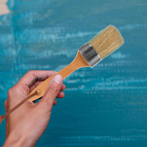 Oval Wood Handle Paint Brushes Set 2 Pack With Synthetic Bristles For Wall And Wood Stain Smooth Even Coverage Easy Maneuverability