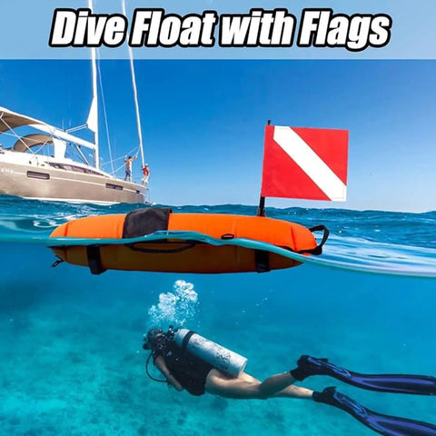 Inflation Torpedo Buoy For Spearfishing And Open Water Safety, Dope Surface Marker Float With 82ft Rope in ocean with diver