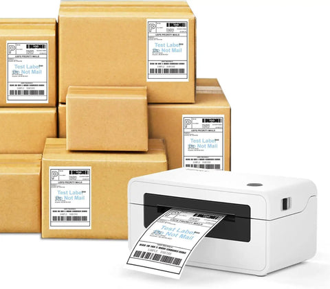 Premium 4 X 6 Thermal Shipping Labels For Direct Thermal Printer White Perforated Fanfold Sheets With Hella Strong Adhesive 100 Labels Per Stack on shipping boxes.
