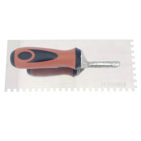 Stainless Steel V Notch Tile Trowel Quarter Inch With Comfort Grip Handle Heavy Duty Rust Proof 11 Inch Length