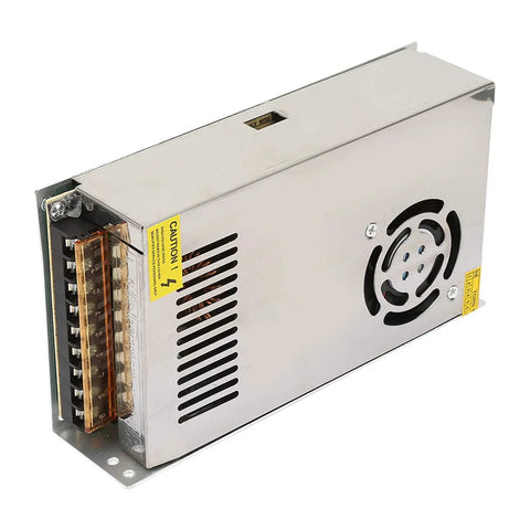 Durable 12V 30A LED Switching Power Supply Adapter With Aluminum Alloy Case Heavy Duty Power Driver For Industrial Equipment Home Appliances And Mechanical Instruments Efficient Dual Cooling silver metal housing with fan vents