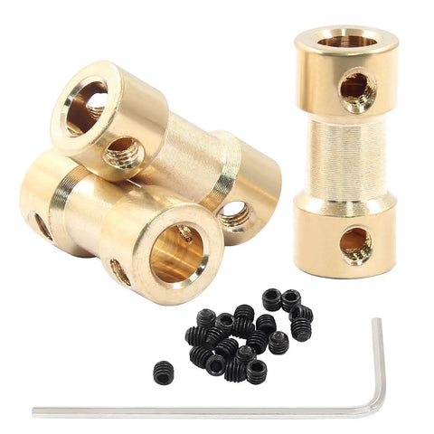 Brass Shaft Couplings 5mm To 5mm, 10 Pack, Tight Fit Shaft Connectors With Screws For Motors, Generators, RC Gear, DIY Projects