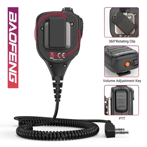 Beefy Handheld Ham Radio Microphone With IP54 Waterproof Rugged Speaker Mic and Volume Adjustable for Walkie Talkies Black
