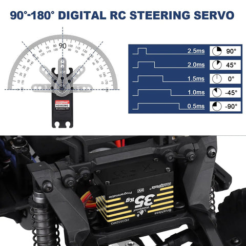 Waterproof 35Kg Beefy High Torque Metal Gear Digital Servo Motor For 1 Eighth 1 Tenth 1 Twelfth RC Crawlers Trucks Cars Basher DIY Projects Smooth Response 180 Degree Range Brushless Motor