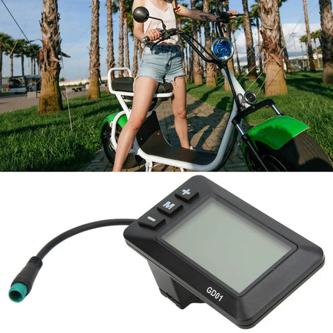 Electric LCD Display GD01 For 36V 48V Systems With 5 Pin Plug Fits 22.2mm Handlebars Durable Plastic Shell Easy Install