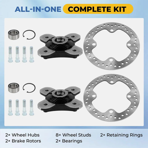 Durable Front And Rear Wheel Hub Assembly Kit With Bearings Built Tough For Polaris RZR XP 1000 XP4 2014 To 2023 And RS1 Models, complete kit parts.
