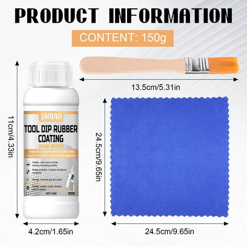 Tool Dip Rubber Coating For Tools, Waterproof Flexible Rubber Dip For Metal Wood Plastic, Seals Gaps, Weatherproof Protective Coating, Easy To Apply White Finish, 150g bottle