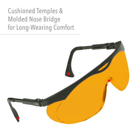 Blue Light Blocking Computer Glasses With SCT Orange Lens for eye strain relief, featuring cushioned temples and molded nose bridge.
