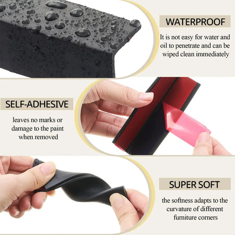 Easy Install Self Adhesive Rubber Corner Protectors For Baseboards And Walls Cushioned Edge Guards 8 Pack Waterproof