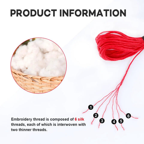 Red Premium Rainbow Embroidery Thread 140 Piece Friendship Bracelet Floss Kit made of 6 strands of smooth cotton yarn.