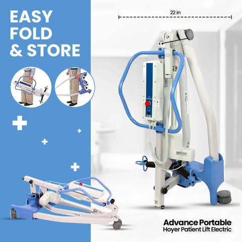Electric Portable Patient Lift With Folding Design Ultra Lightweight About 70 Lb Frame 340 Lb Capacity Battery Powered