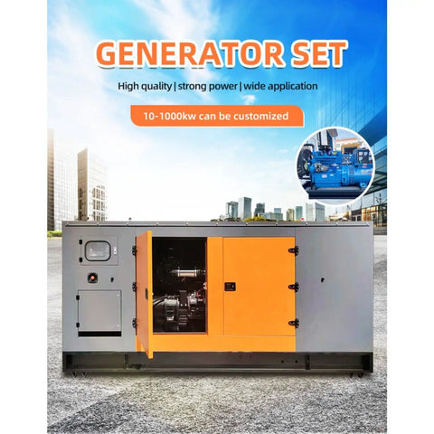 Pro Grade Heavy Hitter Generator Set Standby Power System for Continuous Electricity in job sites, featuring orange door, robust design.