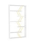 Six Tier White And Yellow Bookcase Storage Shelf With Industrial Display Vibe, Space Saving Organizer, 8 X 33 X 62 cm