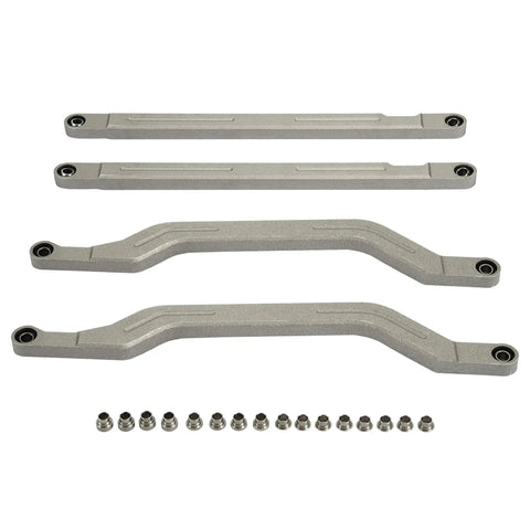 Rear Radius Rod Arms Support Kit For 2014 To 2023 Polaris RZR XP 1000 And XP 4 1000 With Beefy Boxed High Clearance Suspension And Heavy Duty Silver Steel For Off Road Performance Durable Construction Easy Bolt On Upgrade, set of four arms and bushings
