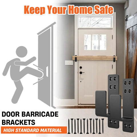 Tough As Nails Door Barricade Brackets Heavy Duty 4 Pack Black Carbon Steel Reinforcement Kit for door security and home guard