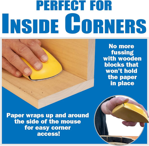Using Sanding Mouse And Detail Sander Kit With Quick Change Paper for sanding tight corner of wooden surface.