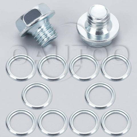 12 Piece Transmission Drain Plug With Gasket Kit For Toyota And Lexus Vehicles M10 1 5 Thread Blue Zinc Plugs