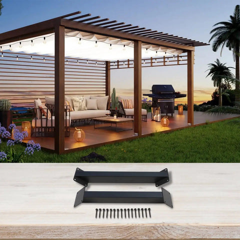 Beefy Heavy Duty 45 Degree Angle Support Brackets Steel Pergola Kit Connectors For Gazebo Deck Patio Tree House Cabin Black 2 Pack With Screws Durable Outdoor Bracing For Strong Stable Structures