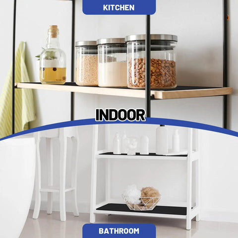 Premium Pre Cut Wire Shelf Liners Heavy Duty Non Slip Plastic Matting For Kitchen Pantry Locker Storage 8 Pack 11.8 X 16.6 Inches on indoor shelves.