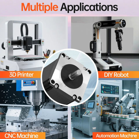 NEMA 23 high torque stepper motor for 3D printers, CNC machines, DIY robots, and automation machines applications.