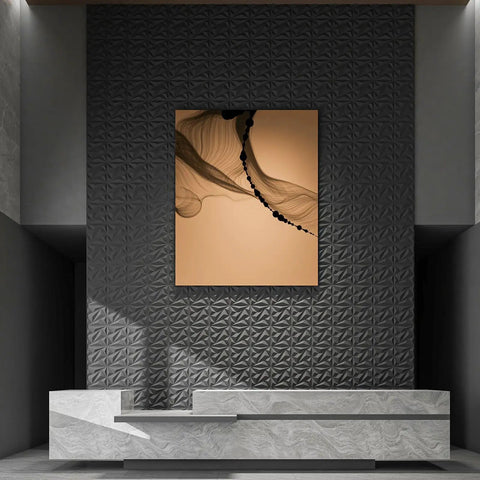 33 Pack Dope 3D Diamond Wall Panels For Interior Decor With PVC Flower Texture Easy DIY Accent Wall Panels For Living Room Lobby Bedroom Hotel And Office Black 12x12 Inches Covering 32 Sq Ft showing geometric texture in a modern interior
