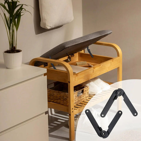 Two Pack 180 Degree Rotating Lid Support Hinges, Heavy Duty 9 Inch Folding Hinge For Cabinets, Jewelry Box Lid Open