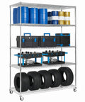 5 Tier Metal Shelving Unit With Wheels And Liners Beefy Heavy Duty Storage Rack Holds Up To 1500 Lbs Per Shelf 7500 Lbs Total