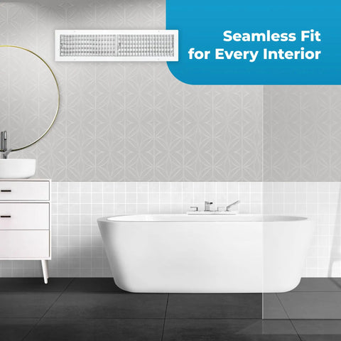 Premium 30 By 6 Inch Wall Vent Cover With Multi Shutter Damper And Adjustable Front Blades In bathroom interior wall