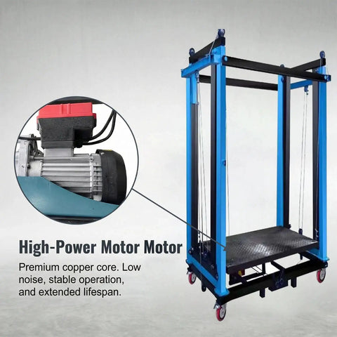 Heavy Hitter Electric Scaffolding Lift With Smooth Remote Control And Pro Level Foldable Mobile Work Platform showcasing high-power motor design.