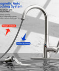 Touchless Kitchen Faucet With Pull Down Sprayer Motion Sensor Magnetic Docking Brushed Nickel Finish spraying water