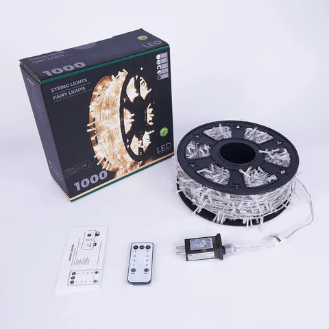 Ultra Long Outdoor Christmas Lights 330Ft 1000 LED String Lights With Reel 8 Modes And Timer Remote UL Listed