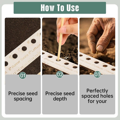 Seed Spacers Planting Tool Garden Seed Planter Ruler With 2 Wooden Stakes Ideal For Seedlings Gardeners And Garden Planning