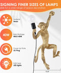 Modern Resin Monkey Wall Lamp With Hemp Rope Accent Vintage Vibe Monkey Pendant Light For Home Decor 28.3 inches tall
