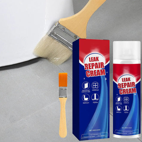 All Purpose Leak Repair Sealant Spray Waterproof 100ml Quick Dry Crack Filler For Roofs Walls Wood Concrete And Gutters displayed with box and brush