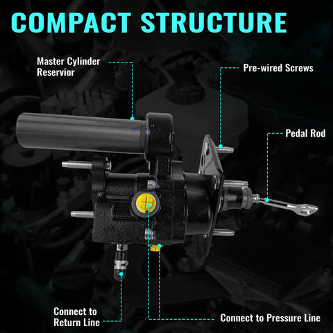 Heavy Duty Hydraulic Power Brake Booster Smooth Roll Stopping Direct Bolt On Installation For Cadillac Escalade showing compact structure features.