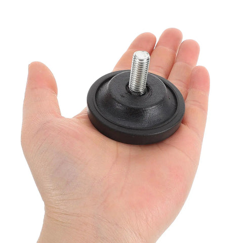 Adjustable Furniture Leveling Feet With Noise Reduction And Vibration Dampening, 2 Pack M8 M10 Screw In Rubber Pads For Chairs Desks Cabinets At Home And In The Office, No Slip Grip, Floor Friendly, Easy Install, black rubber foot in hand