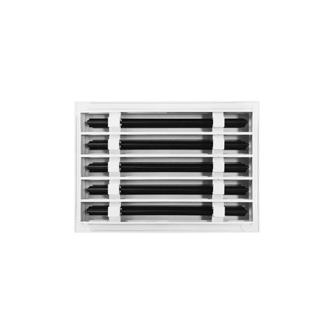 Front view of 14x10 Modern White Aluminum AC Vent Cover Diffuser for Ceilings, Walls and Floors, Sleek Linear Slot Grille