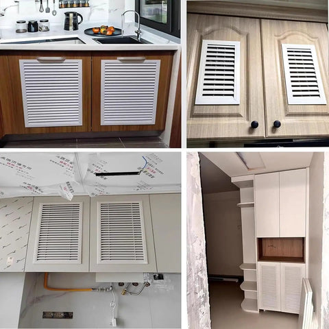 Heavy Duty Louvered Return Air Grille With Tough Magnetic Drywall Access Door For Attic Or Crawl Space Featuring Rock Solid Closure And Easy Peasy Mounting Layout In Real Deal Gray Thirty By Thirty Inches on different cabinets