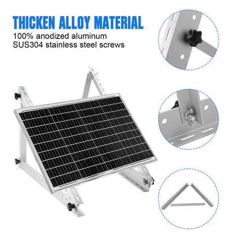 Adjustable Tilt Solar Panel Mount Brackets For Roof RV Boat And Off Grid 2 Sets With Foldable Legs Fits 180 200 300 400 500W Panels