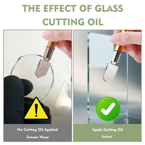 Comparison of glass cutting with and without Glass Cutting Oil For Cutters Pro Grade Lubricant That Extends Cutter Life